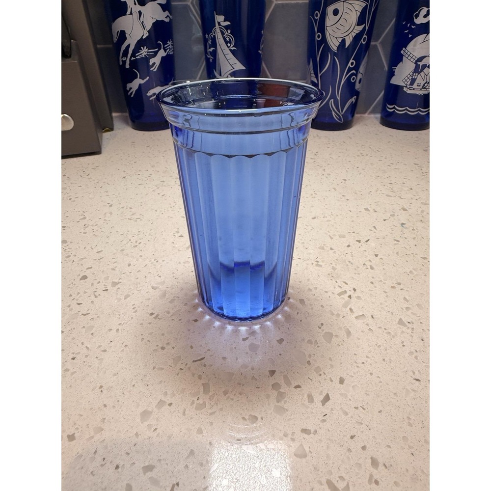 Hazel Atlas Aurora Cobalt Blue 4 3/4" Tumbler Mid Century Depression Glass